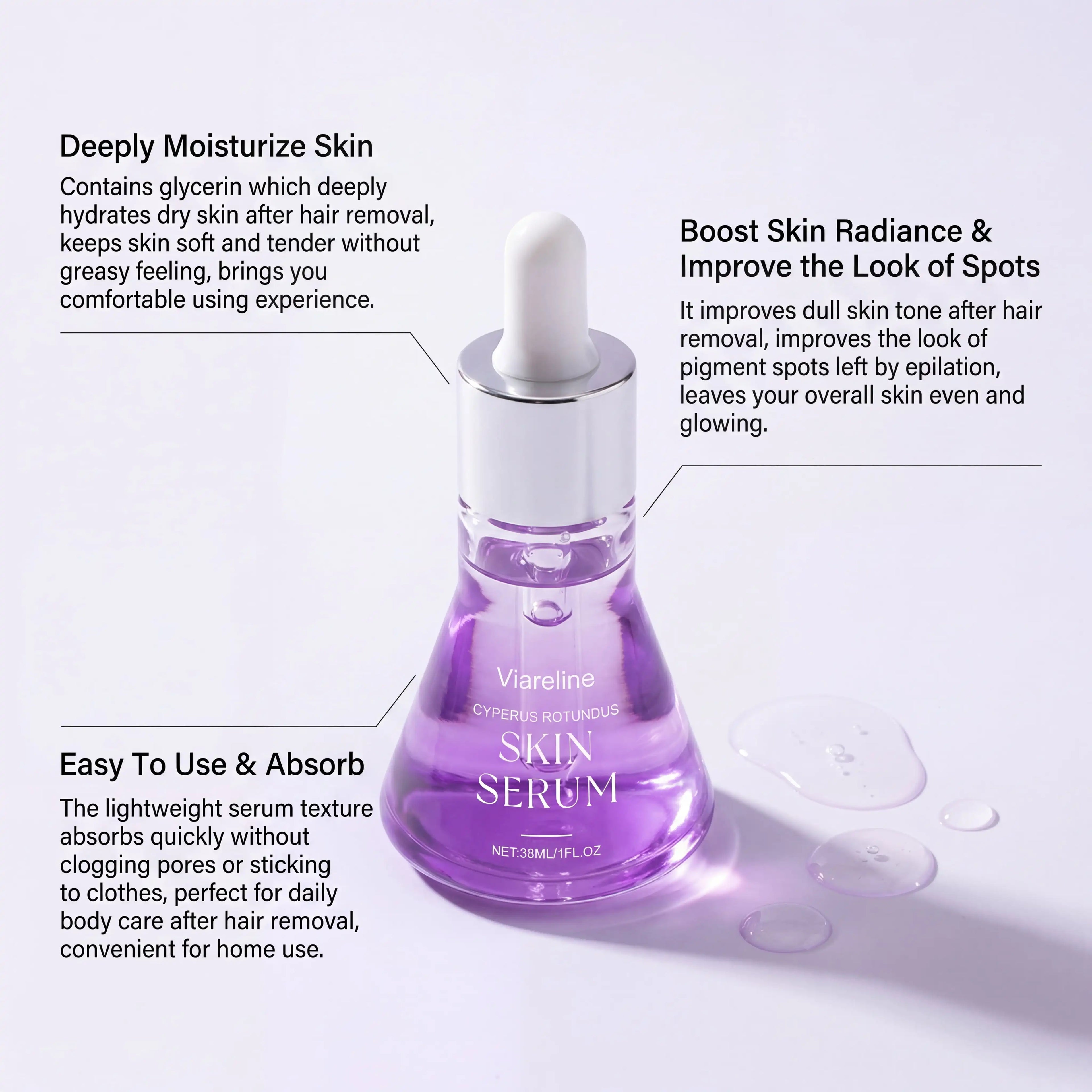 Post Hair Removal Care Serum Soothing Brightening Skin Care for Keeping It Moisturized Soft Refreshed with Hyaluronic